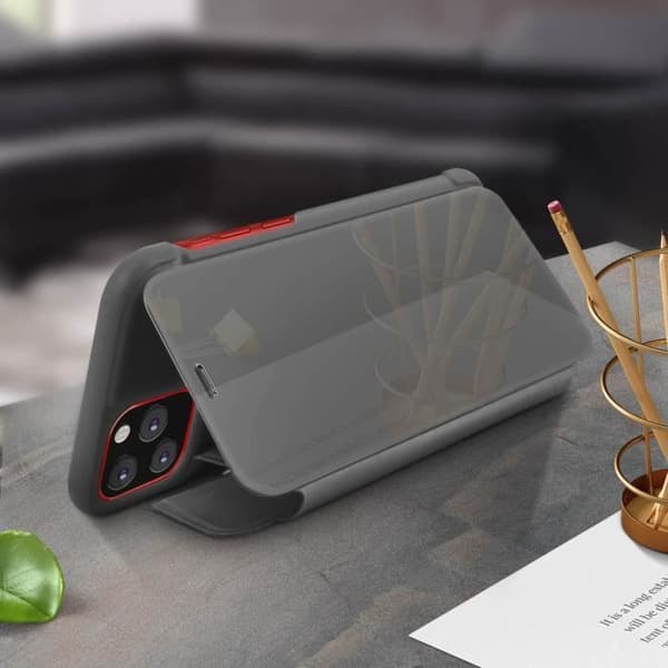iPhone 11 Pro-fodral - AVIZAR - Hårdgummi - Genomskinlig lucka - Spegel - Videostativ