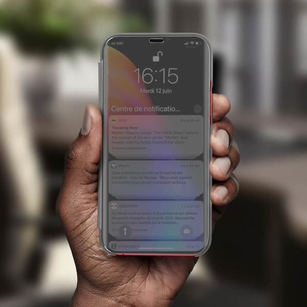 iPhone 11 Pro-fodral - AVIZAR - Hårdgummi - Genomskinlig lucka - Spegel - Videostativ