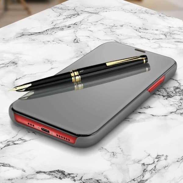 iPhone 11 Pro-fodral - AVIZAR - Hårdgummi - Genomskinlig lucka - Spegel - Videostativ