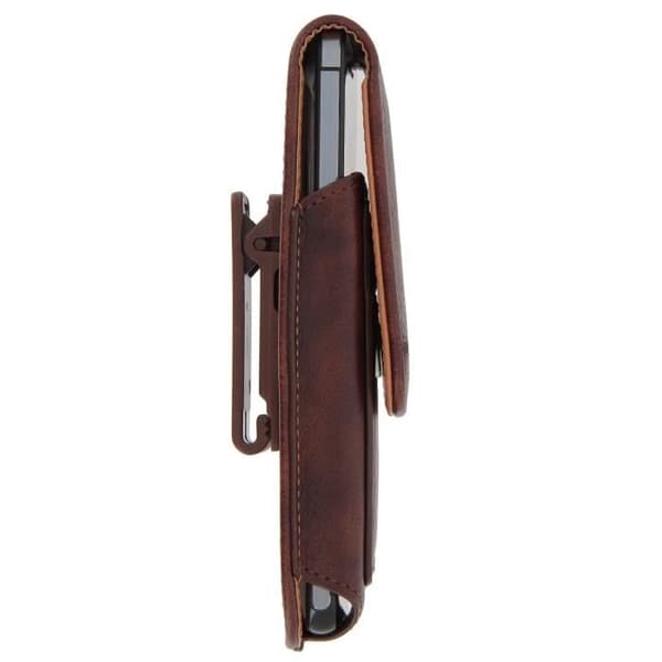Housse Etui Ceinture - Brun - Läder - Kompatibel med Smartphones Stl L - Rotationskläpp 360°