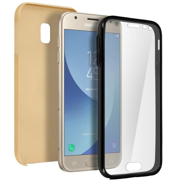 Galaxy J3 2017 Fodral Silikon Frontskydd + Polykarbonat Baksida - Guld