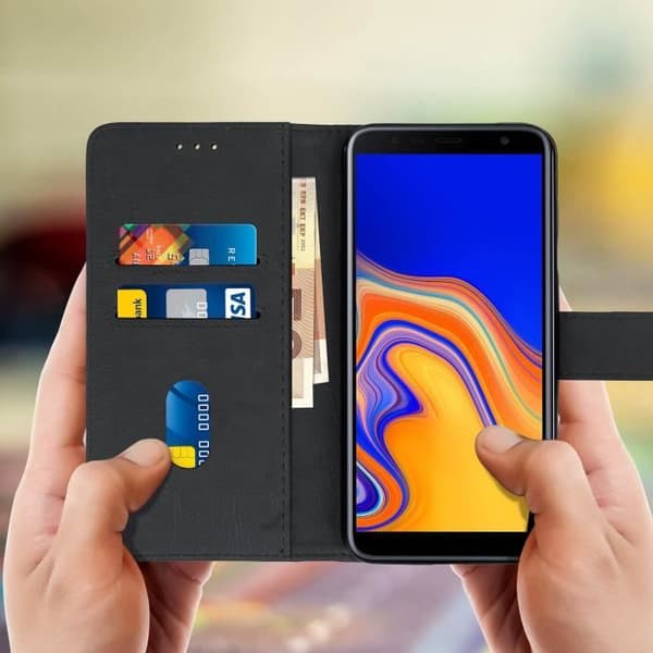 Hölster för Samsung Galaxy J4 Plus - AVIZAR - Foliokåpa Plånbok - Silikon Gel - Magnetisk - Video Stöd