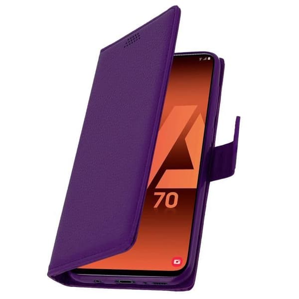 Hölster för Samsung Galaxy A70 - AVIZAR - Plånboksfodral - Ekoskinn - Videostöd - Lila kortfack