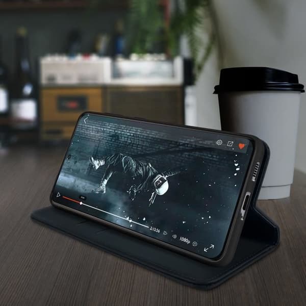Fodral för Samsung S21 Ultra - AVIZAR - Plånbok Stöd Video - Magnetisk Stängning - Mörkblå