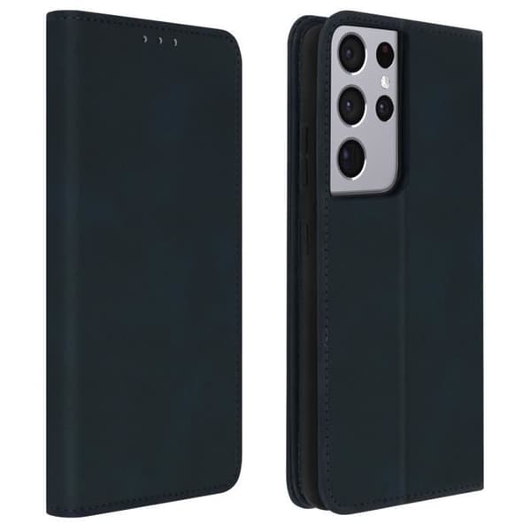 Fodral för Samsung S21 Ultra - AVIZAR - Plånbok Stöd Video - Magnetisk Stängning - Mörkblå