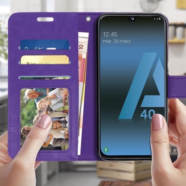 Plånboksfodral - AVIZAR - Galaxy A40 - Ekoskinn - Videostöd - Kortfack