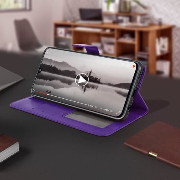 Plånboksfodral - AVIZAR - Galaxy A40 - Ekoskinn - Videostöd - Kortfack