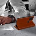 Miniatyrbild 4 av 4: Fodral till Samsung Galaxy A21s - AVIZAR - Folio av äkta läder - Brun - Korthållare - Videostöd