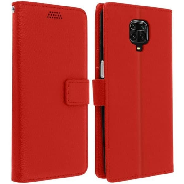 Housse Folio - AVIZAR - Xiaomi Redmi Note 9S/9 Pro/9 Pro Max - Röd - Silikon gel - Magnetisk