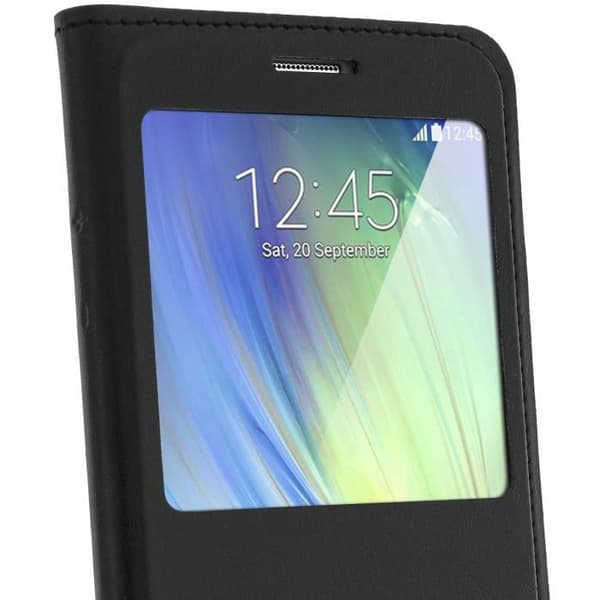 Fönsterfodral - Samsung - Galaxy A5 - Svart skydd - Halvstyvt skal - Syntetisk klaff