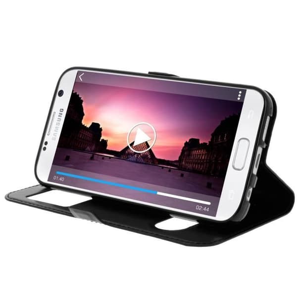 Mobilfodral - Samsung - Galaxy S7 - Dubbelfönstret etui - Silikon - Svart