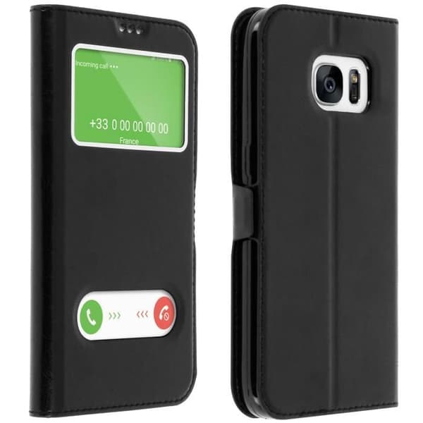 Mobilfodral - Samsung - Galaxy S7 - Dubbelfönstret etui - Silikon - Svart