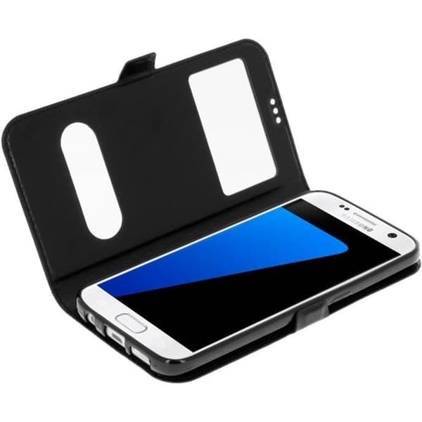 Mobilfodral - Samsung - Galaxy S7 - Dubbelfönstret etui - Silikon - Svart