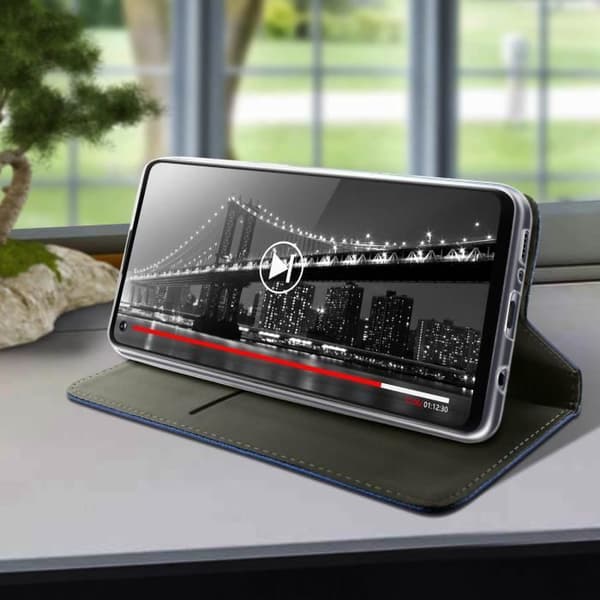 AVIZAR Fodral till Samsung Galaxy A21s - Korthållare Fodral Videostöd Funktion Blå