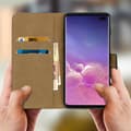 Miniatyrbild 3 av 4: Hölster för Samsung Galaxy S10 Plus - Äkta läder - Svart - Videostöd - Magnetisk - Vuxen
