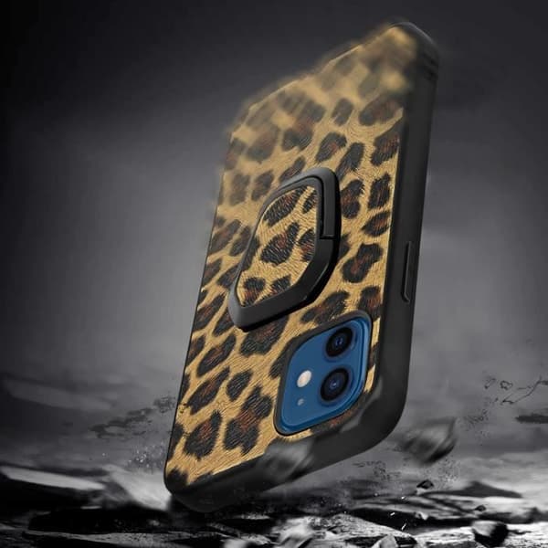 Coque - AVIZAR - iPhone 12 Mini - Leopardtryck - Mjuk - Brun
