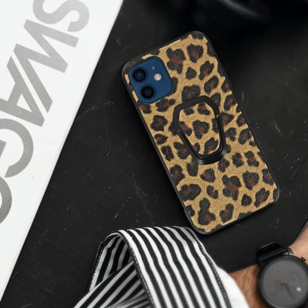 Coque - AVIZAR - iPhone 12 Mini - Leopardtryck - Mjuk - Brun