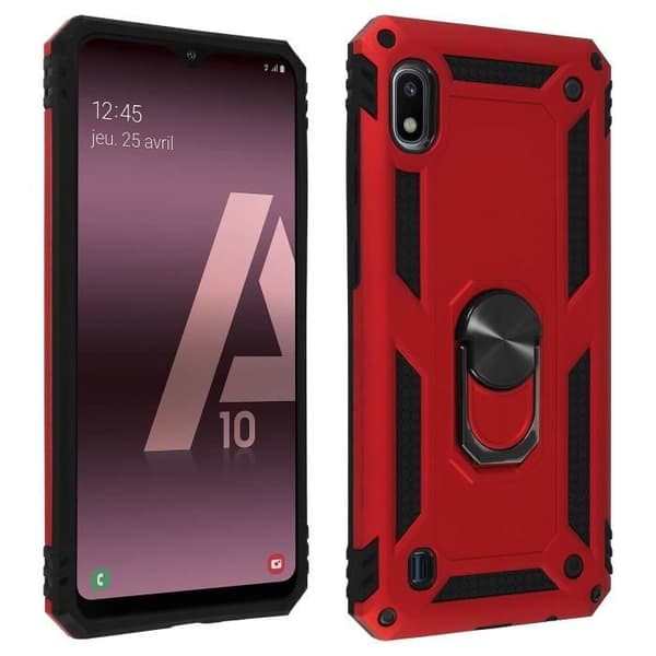 Skyddshölje - AVIZAR - Galaxy A10 - Bi-materiel - Videostöd-ring - Röd