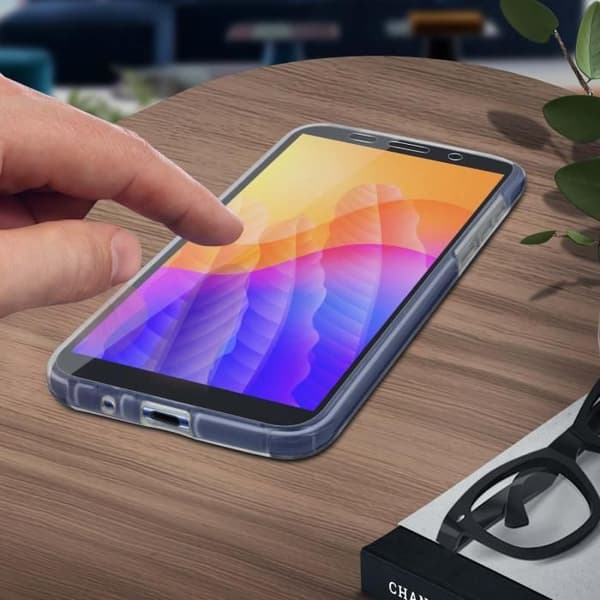 Coque - AVIZAR - Huawei Y5p - Hårdhud - Mjuk Framsida - Transparent Vit