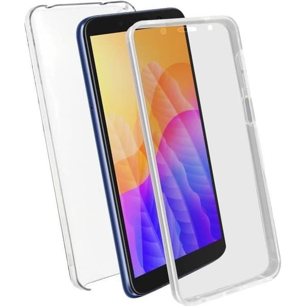 Coque - AVIZAR - Huawei Y5p - Hårdhud - Mjuk Framsida - Transparent Vit