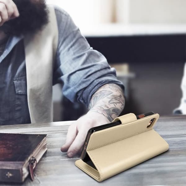 iPhone 6 / 6S / 7 / 8 / SE 2020 Plånboksfodral Stativ Funktion Gyllene Gul