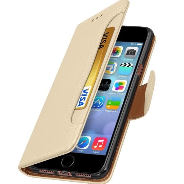 iPhone 6 / 6S / 7 / 8 / SE 2020 Plånboksfodral Stativ Funktion Gyllene Gul