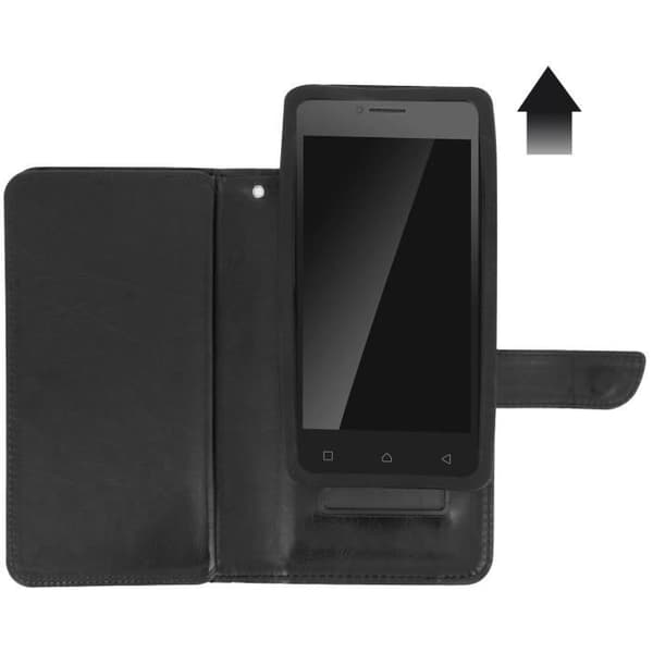Universell Plånboksfodral - AVIZAR - Svart - Ekoskinn - 6 Kortfickor - Kompatibel med Smartphone XXL