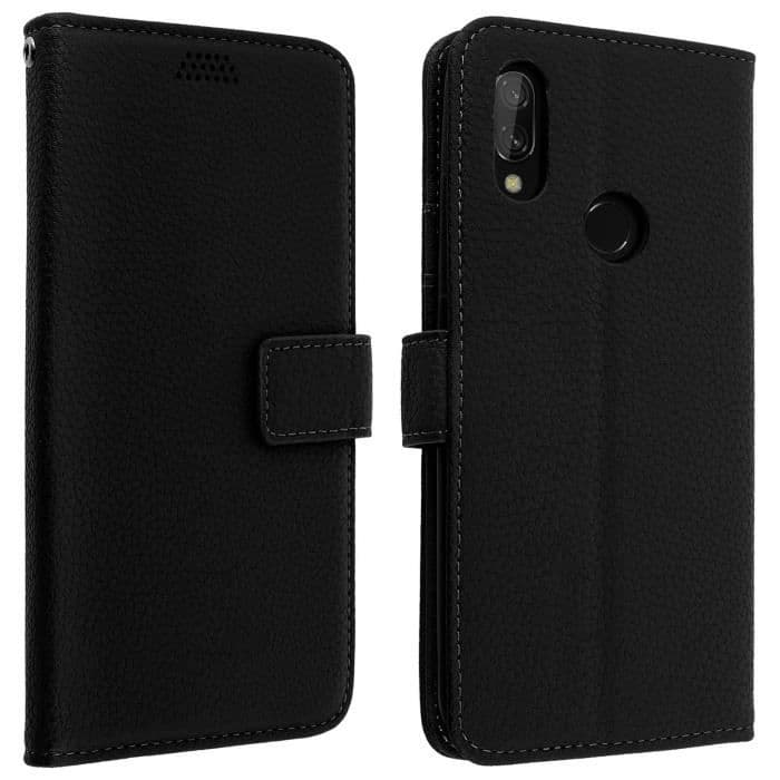 Xiaomi Redmi 7 Folio Fodral Cover Soft Touch Cover Video Support Svart Svart