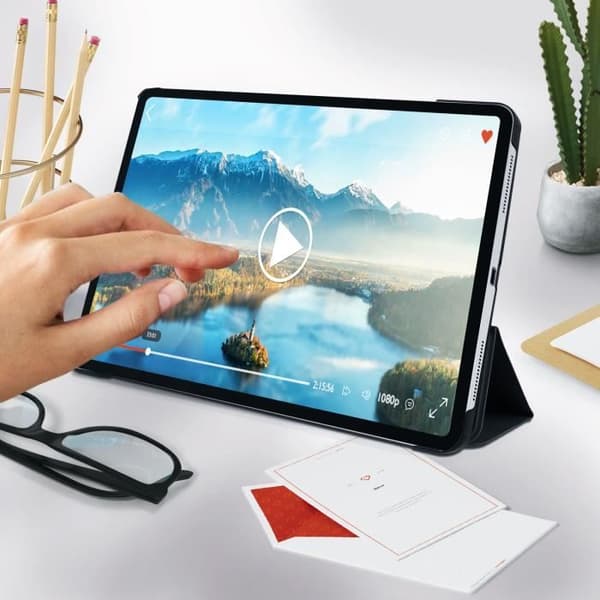 Etui - AVIZAR - iPad Pro 12.9 2020/2018 - Tunn Design - Videostöd - Inbyggt Tangentbord
