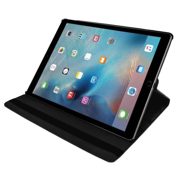 Housse iPad Pro 12.9 - AVIZAR - Etui Multipositions - Eco-läder - Stöd 360° - Svart