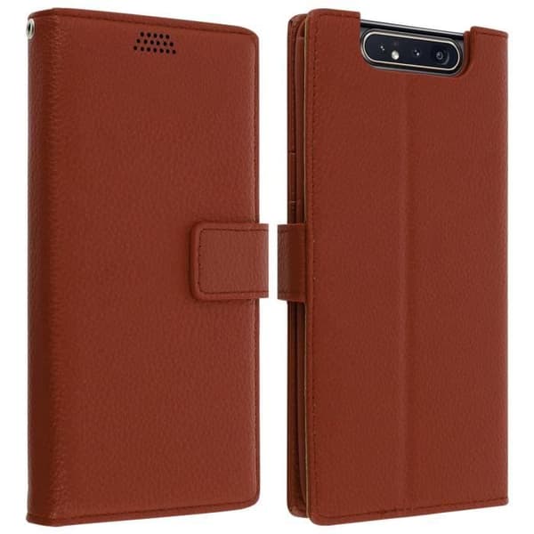 Skal till Samsung Galaxy A80 Folio Fodral Soft Touch Support Video Brun