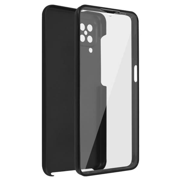Samsung Galaxy A12 Fodral Hårt ryggskydd och mjuk framsida Svart Svart