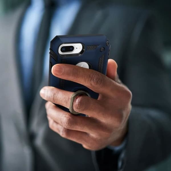 Coque - AVIZAR - iPhone 6/6S/7/8 Plus - Hybrid - Stöd Ring - Mörkblå
