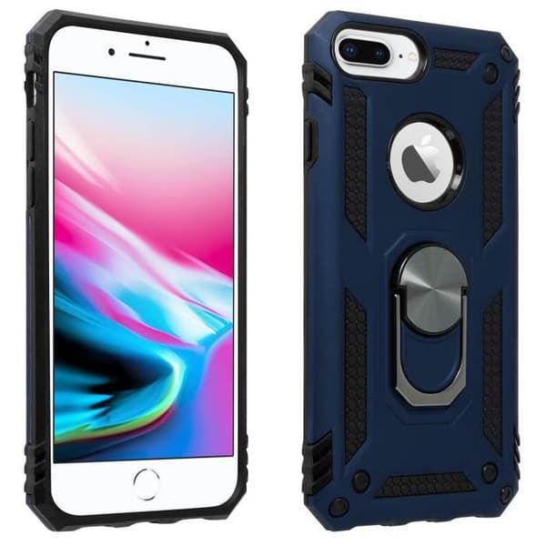 Coque - AVIZAR - iPhone 6/6S/7/8 Plus - Hybrid - Stöd Ring - Mörkblå
