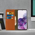 Miniatyrbild 3 av 4: Foliofodral - AVIZAR - Galaxy S20 - Äkta Läder - Kortfack - Videoställ - Brun