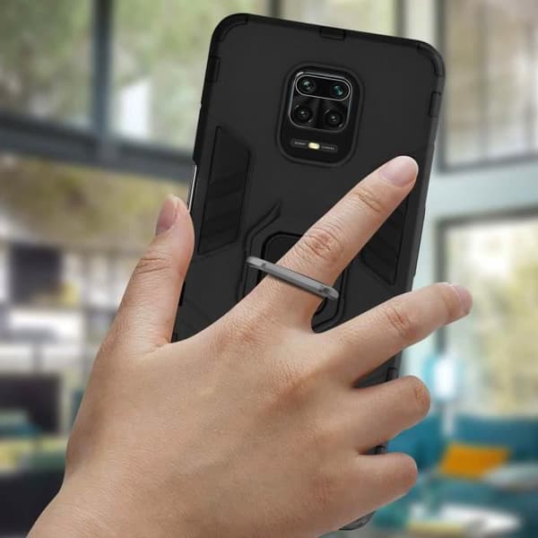 Coque Antichock - AVIZAR - Xiaomi Redmi Note 9 Pro Max/9 Pro/9S - Hållring - Svart