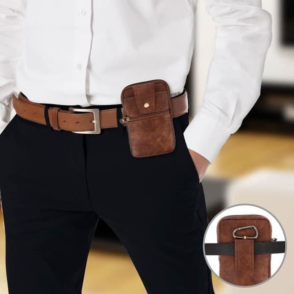 Bältesväska - Brun - Ekoleder - Dragkedja - Smartphone-kompatibel - Unisex