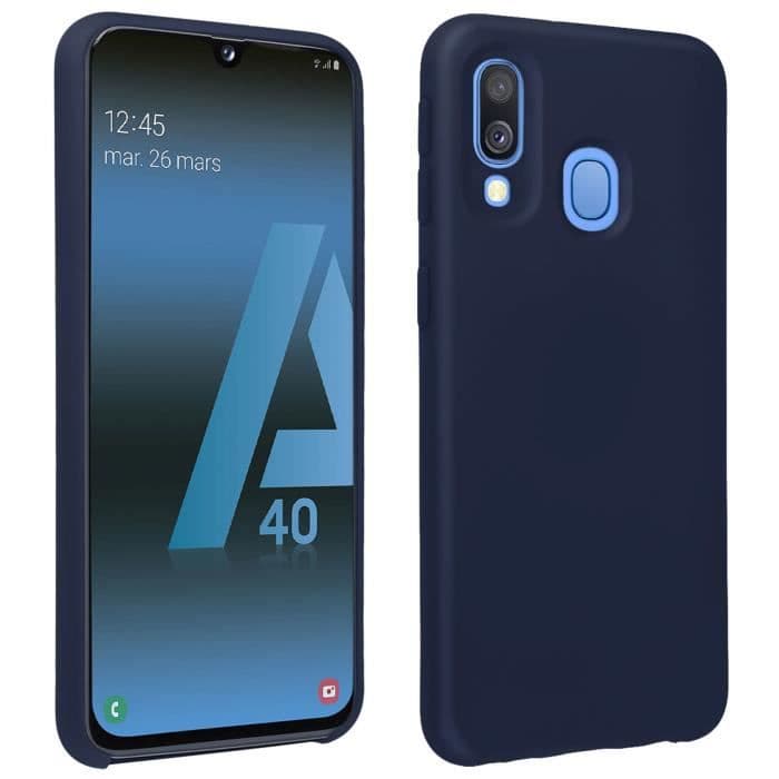 Samsung Galaxy A40 Halvstyvt silikonfodral Matt Soft Touch finish midnattsblå Blå