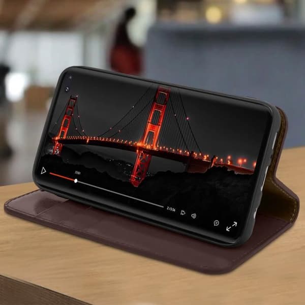 Fodral till Samsung Galaxy S10 Plus Cover Folio Läderstöd Video brun