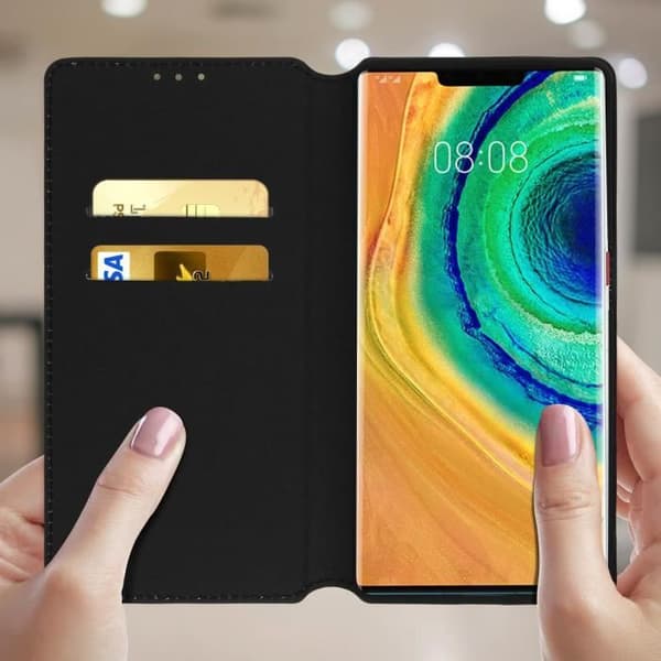 Hölster - AVIZAR - Huawei Mate 30 Pro - Ekoskinn - Stöd funktion - Svart