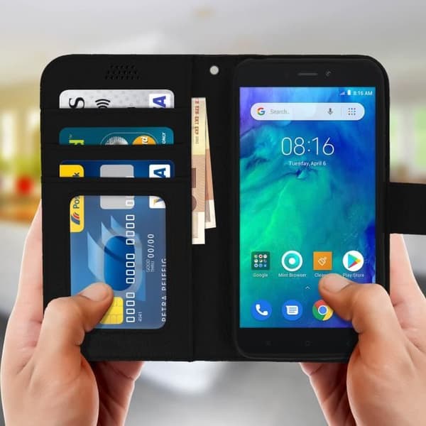 Fodral Plånbok - AVIZAR - Xiaomi Redmi Go - Ekologisk läder - Mjuk - Videostöd