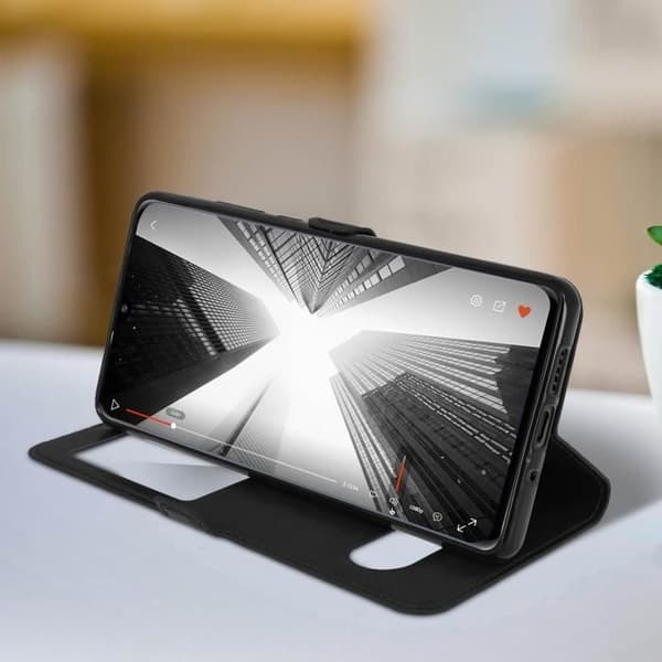 Housse - AVIZAR - Huawei P30 Pro - Etui Dubbel Fönster - Silikonfodral - Svart