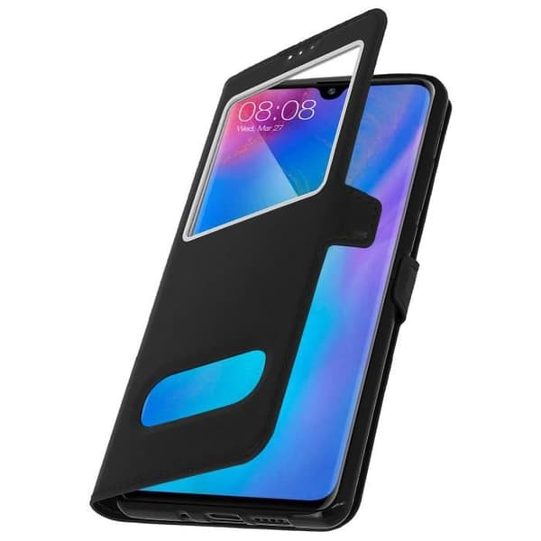Housse - AVIZAR - Huawei P30 Pro - Etui Dubbel Fönster - Silikonfodral - Svart