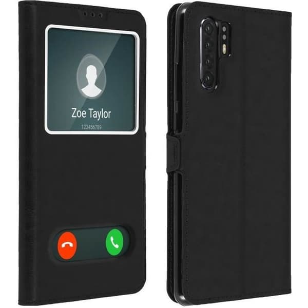 Housse - AVIZAR - Huawei P30 Pro - Etui Dubbel Fönster - Silikonfodral - Svart