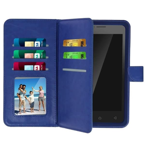 Smartphone Plånboksfodral - Universell - Ekoskinn - 6 Kortfack - Magnetisk - Blå