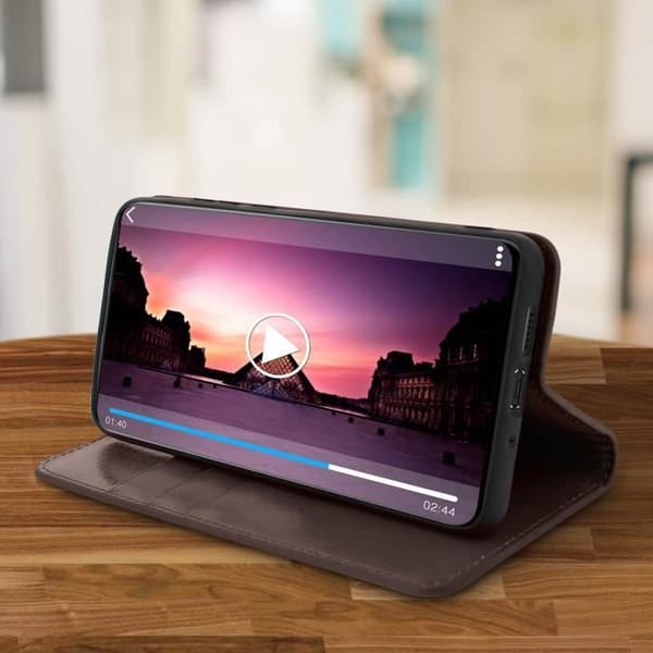 Etui - Huawei - P30 Pro - Äkta läder - Brun - Videostöd