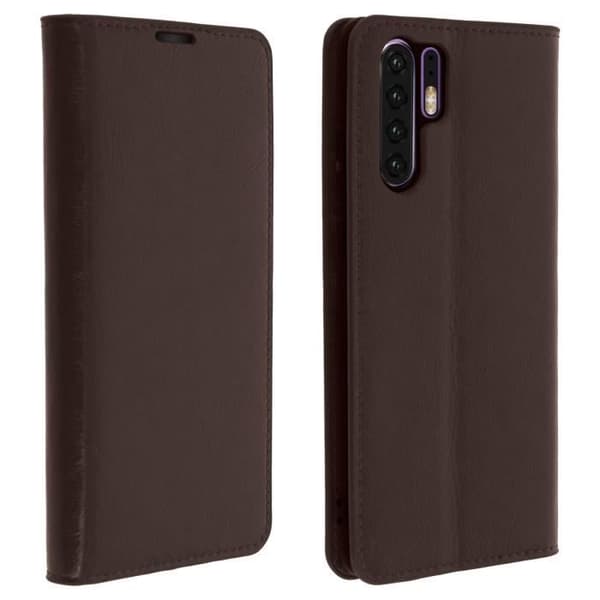 Etui - Huawei - P30 Pro - Äkta läder - Brun - Videostöd