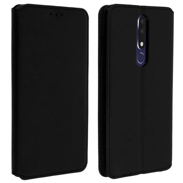 Housse - AVIZAR - Nokia 3.1 Plus - Foliofodral - Ekologisk läder - Ställfunktion - Svart