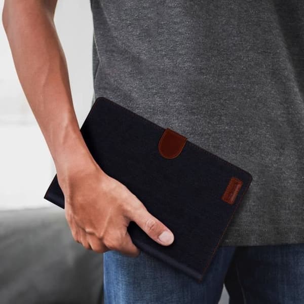 Galaxy Tab S6 10.5 Cover Denim Effekt Korthållare Stativ Funktion Midnattsblå