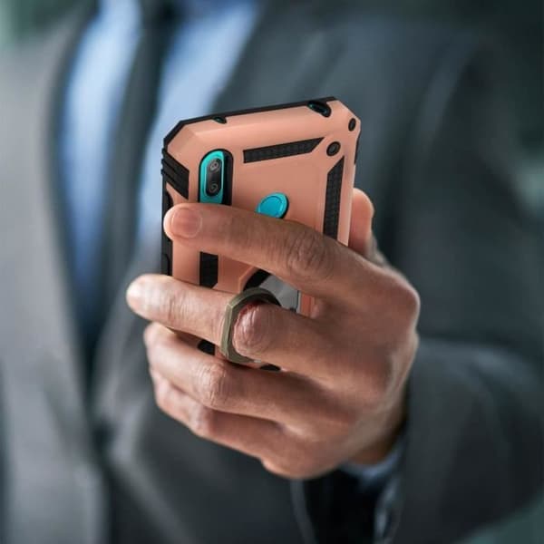Coque - Huawei - Y7 2019 - Bi-material - Hållring - Videostöd